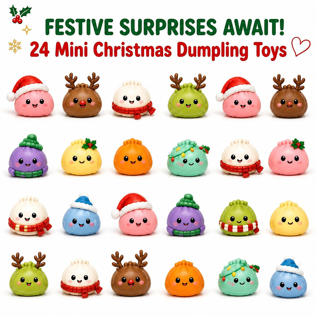 🎄 24-Day Mystery Dumpling Squishy Advent Calendar – Christmas Countdown Surprise Toys