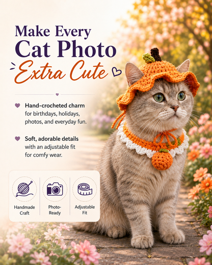 Handmade Crochet Pet Hat – Cute Character Bonnet for Cats