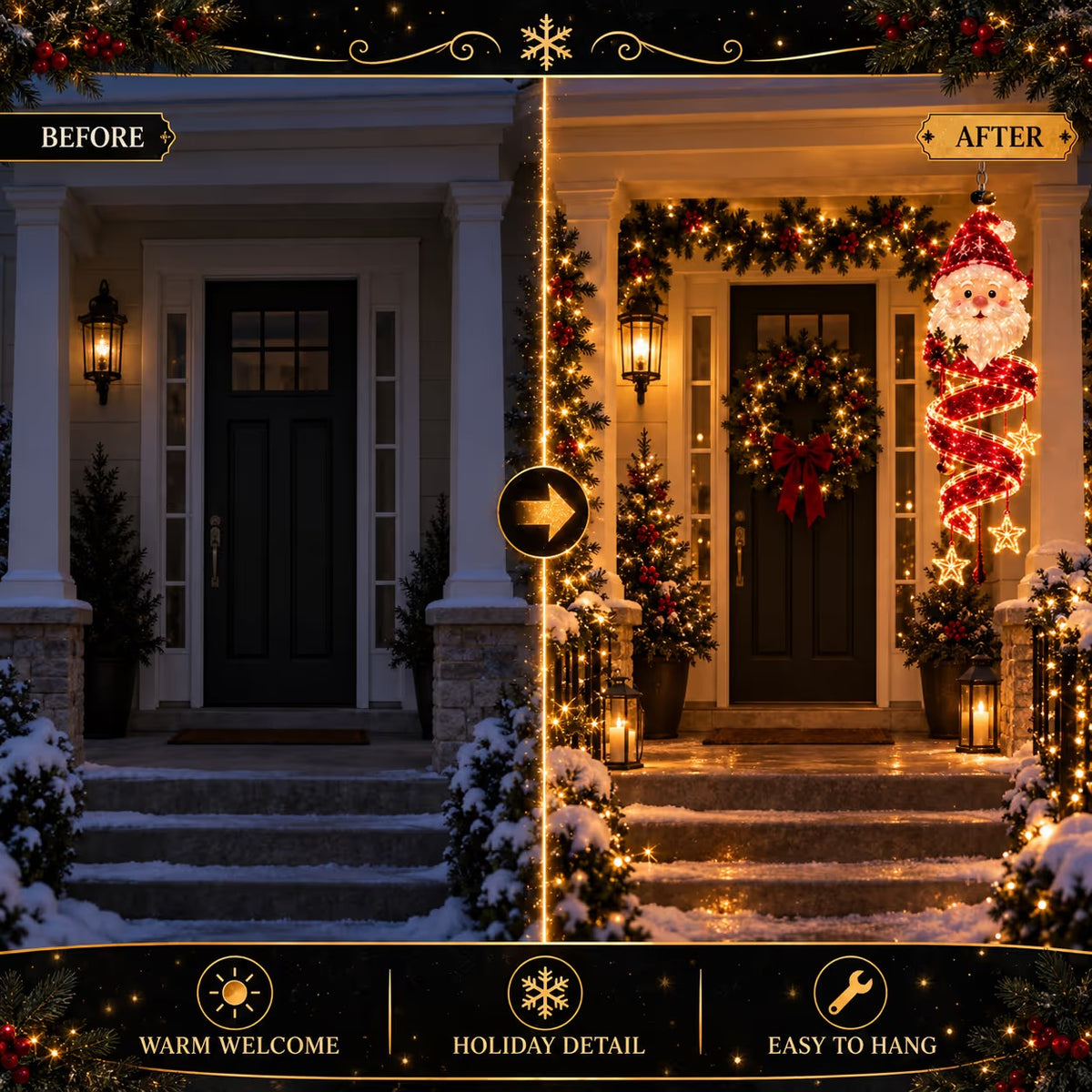 ✨Christmas Elf Spiral Hanging LED Light – Glowing Holiday Porch & Window Decor