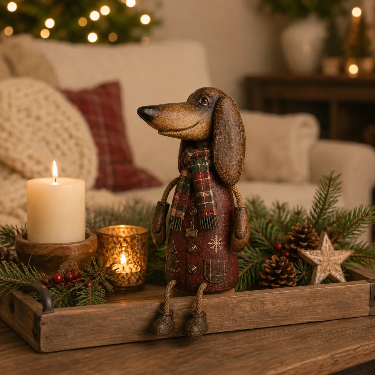 🔥Hot Sale - 50% OFF🔥🐶🎄 Vintage Christmas Dachshund Shelf Sitter