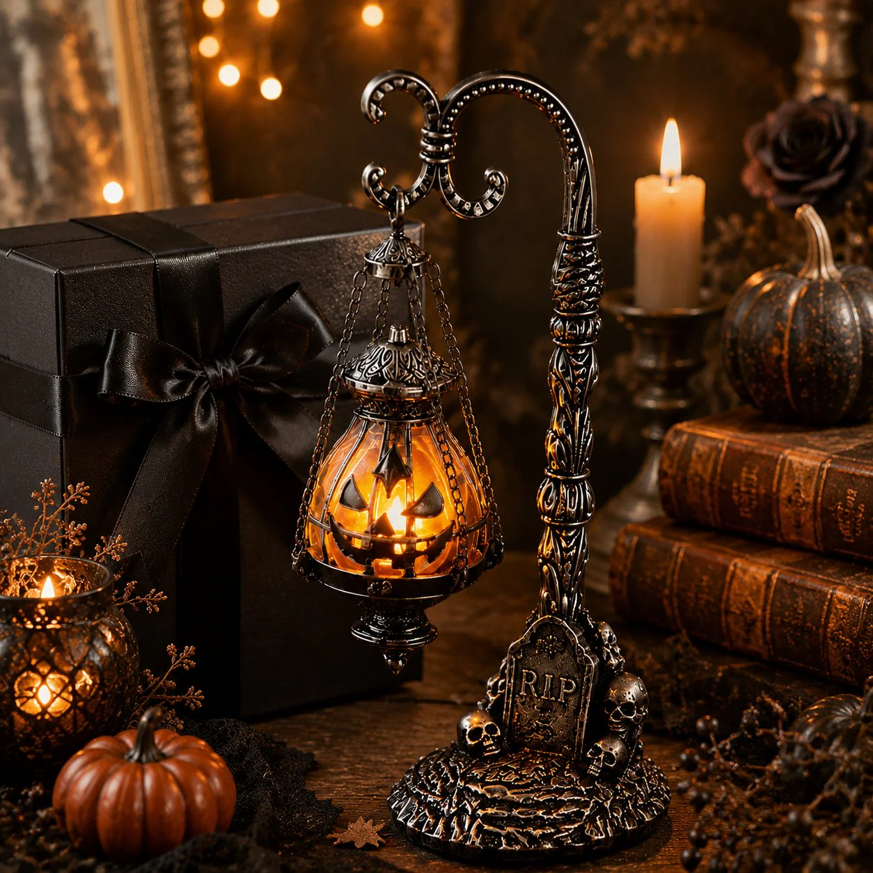 Gothic Pumpkin Lantern Stand