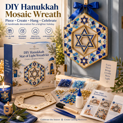 🔥Hot Sale - 50% OFF🔥🕎 DIY Hanukkah Mosaic Wreath Kit – 6 Festive Designs for Holiday Home Décor