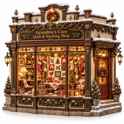 🎄✨ Grandma’s Cozy Quilt Shop– DIY Light-Up Christmas Miniature | Build Your Own Holiday Magic ❤️