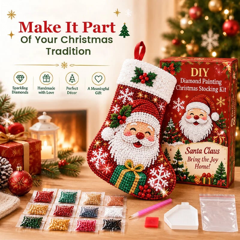 🎄 DIY-Diamantmalerei-Weihnachtsstrumpf-Set | 6 festliche Designs