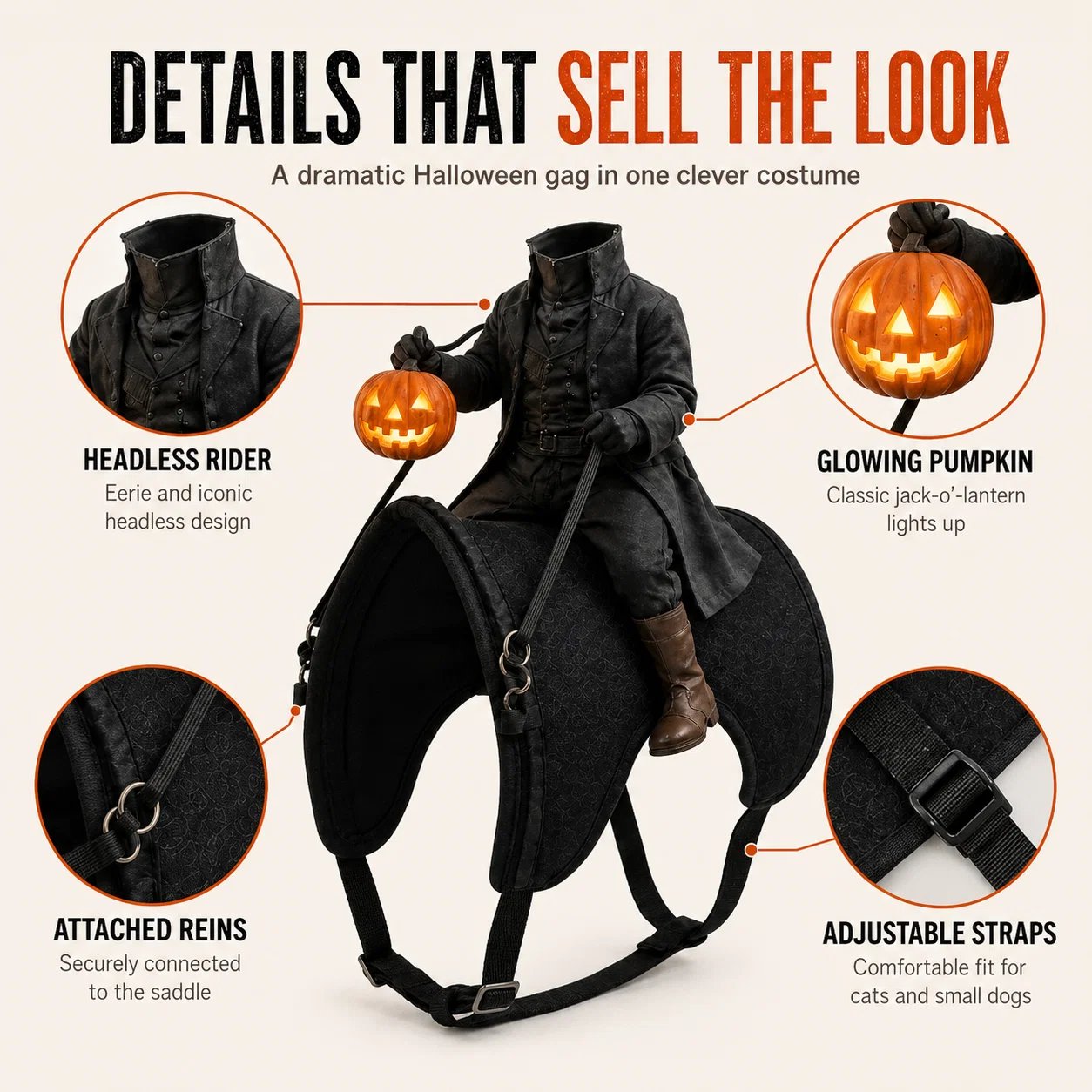😺The Headless Horseman Rider Pet Costume🎃