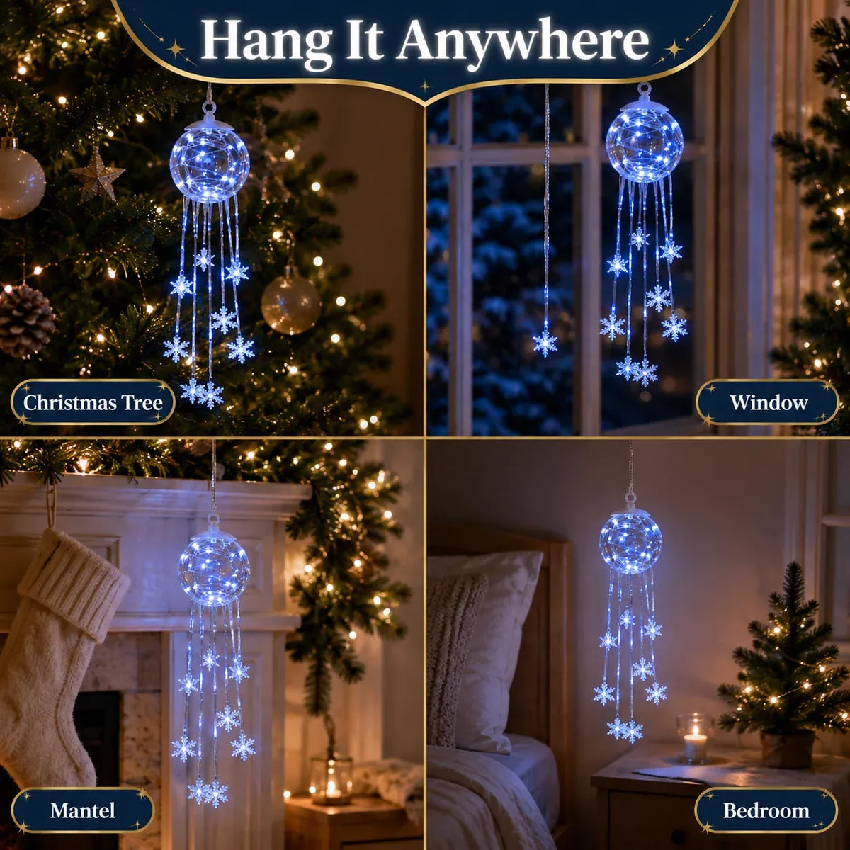 ⏳ Last Day 49% OFF – ❄️ Icy Glow Hanging Ornament™ | Crystal-Style Globe with Cascading Snowflakes & Dreamy Icy Blue LED Glow for Christmas Trees, Windows & Cozy Winter Décor 💎