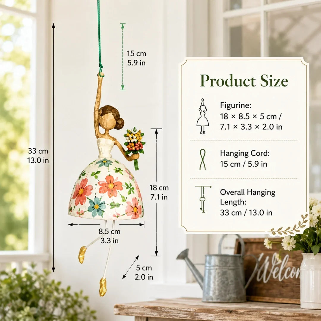 💐 Whimsical Dancing Lady Hanging Ornament – Charming Swaying Folk-Art Decor for Porch & Home