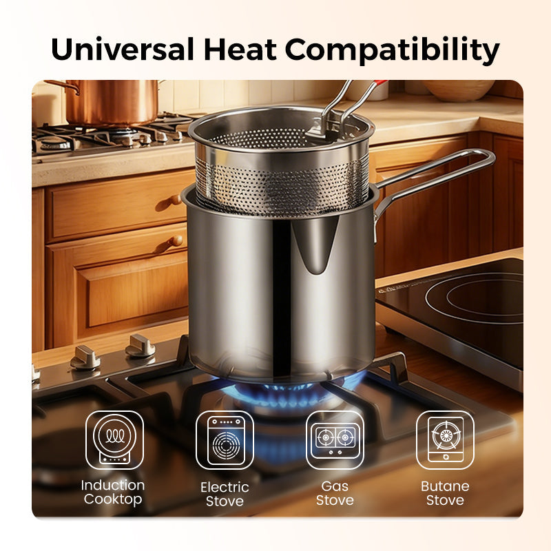 🎉Fry Crispy Food Instantly! No-Splash Oil-Saving Stainless Fryer