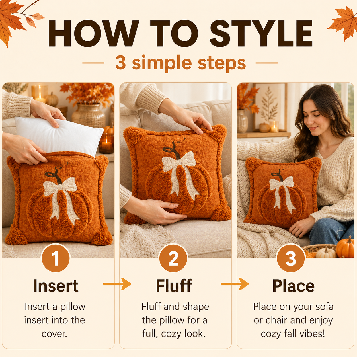 Jacquard Pumpkin Pillow Covers – 18x18 Inch