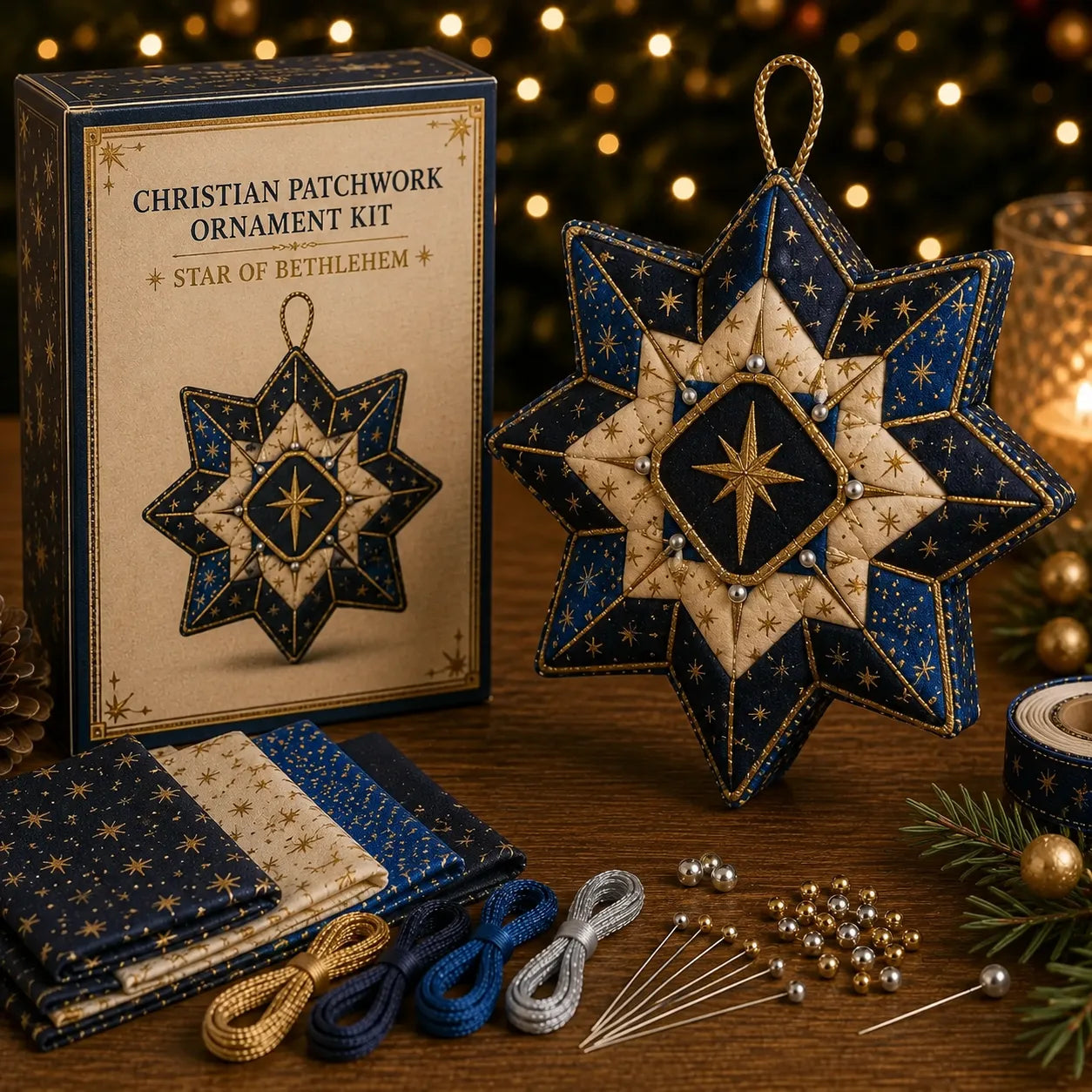 🔥Last day with huge discounts! – ✝️ Beginner-Friendly DIY Christian Block Figure Patchwork Ornament Kit Collection | Complete Kit with Pre-Cut Fabrics, Padded Ornament Form & Step-by-Step Guide Included 💕