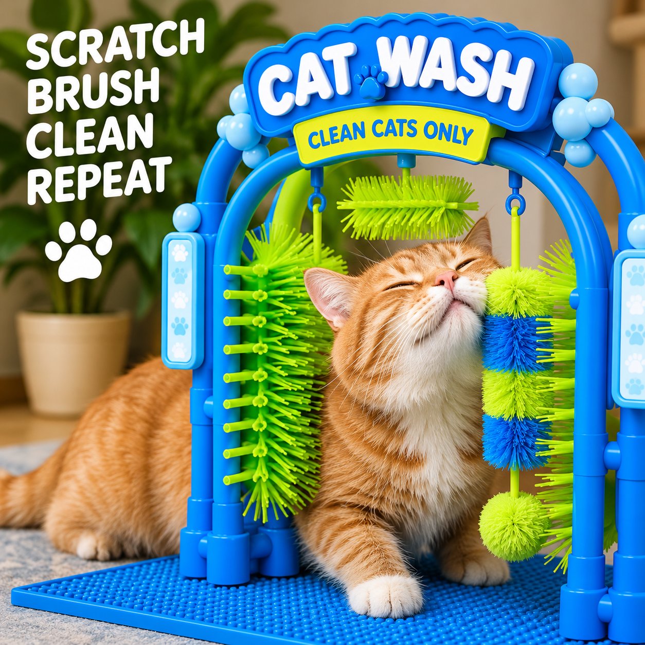 🐱 PurrWash™ Cat Self-Grooming & Play Station