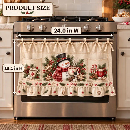 🎄 Christmas Kitchen Tie-On Skirt | Festive Holiday Designs with Pockets & Ruffled Trim