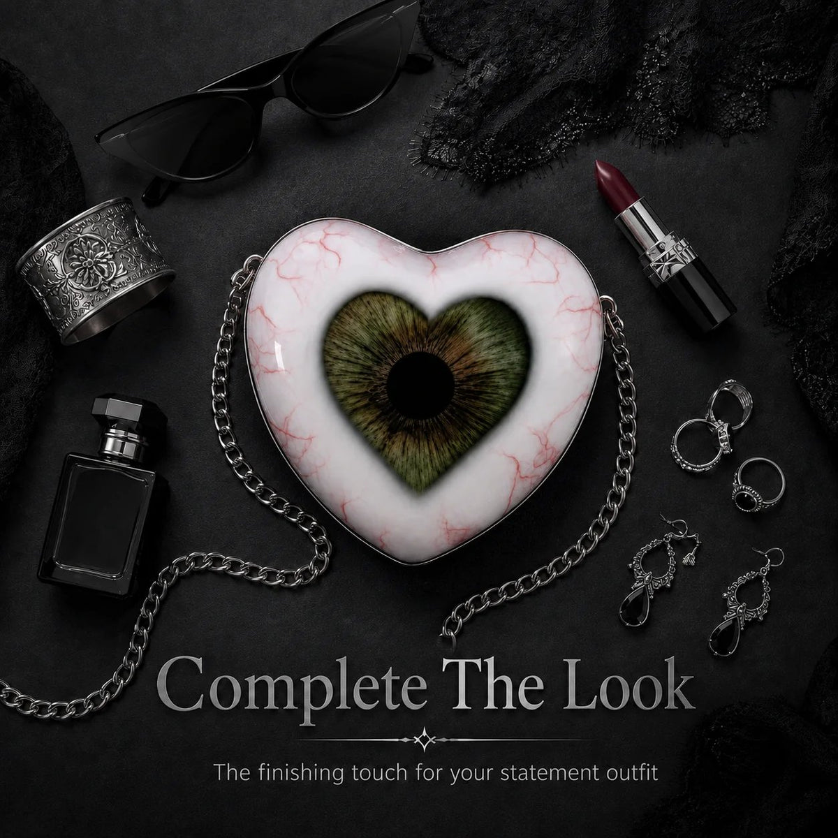 🔥Last Day 49% OFF – Gothic Heart Eye Crossbody Bag | Dark Statement Purse