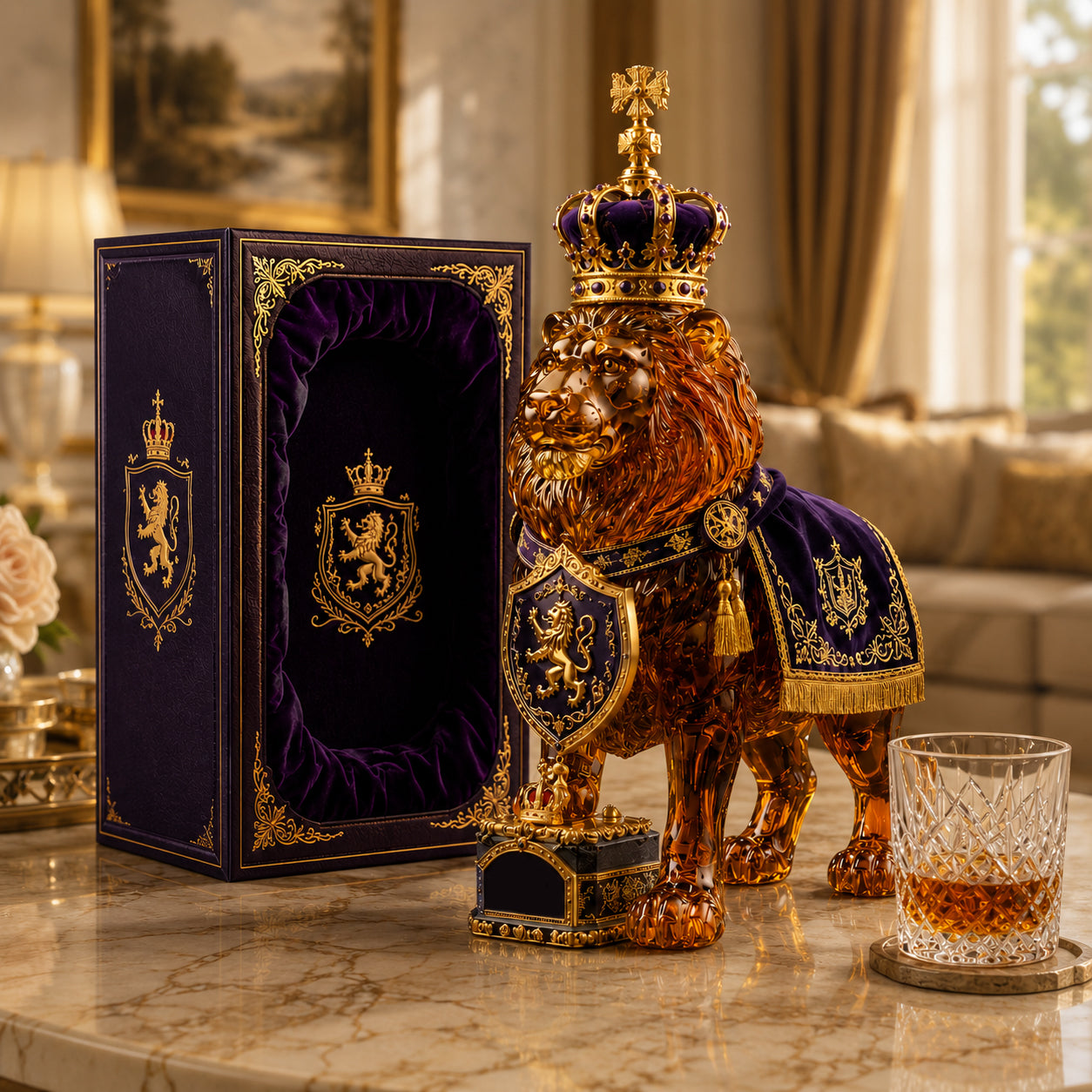👑Crown 87th Anniversary Royal Lion Whiskey Bottle