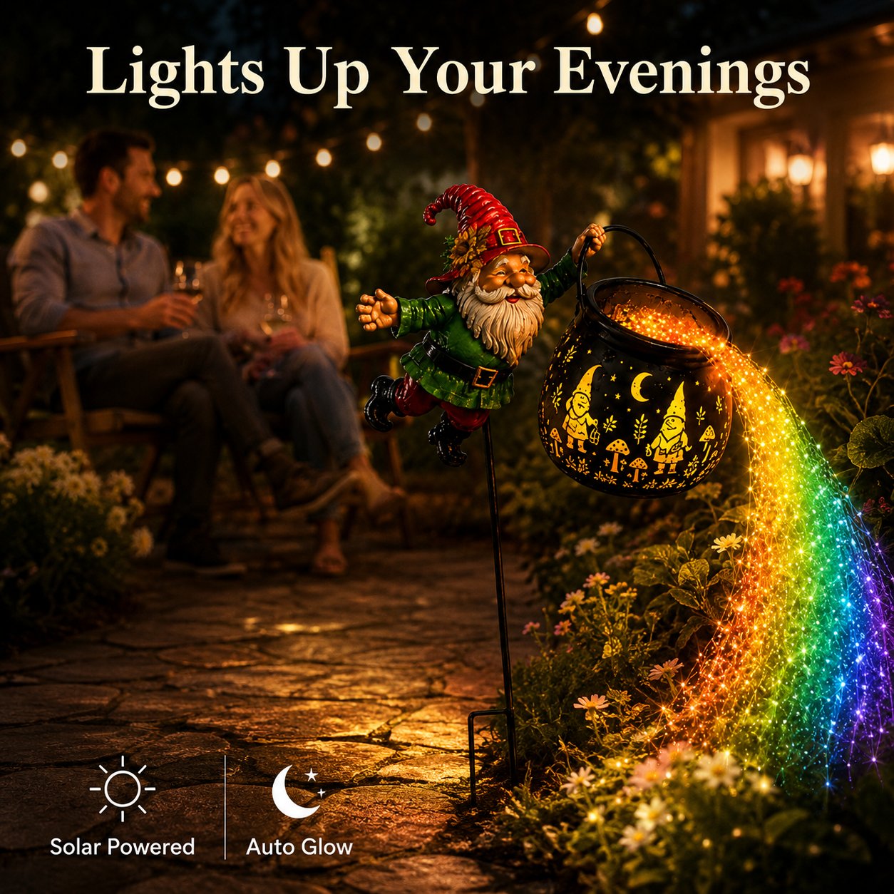 🌈 Gnome Cauldron Solar Garden Light ✨