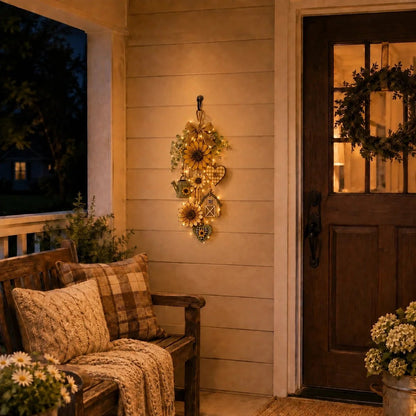 🥳2026 HOT SALE- 50% OFF🌻Rustic Wooden Garden-Themed Hanging Ornament with Remote Control Fairy Lights