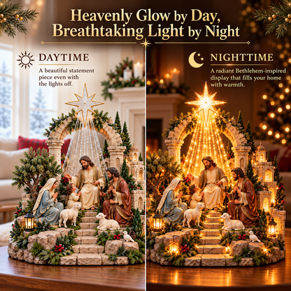 ✝️✨ Bethlehem's Blessing™ – 3D Lighted Jesus Christmas Village with Radiant Star of Bethlehem