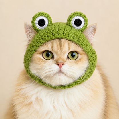 Handmade Crochet Pet Hat – Cute Character Bonnet for Cats