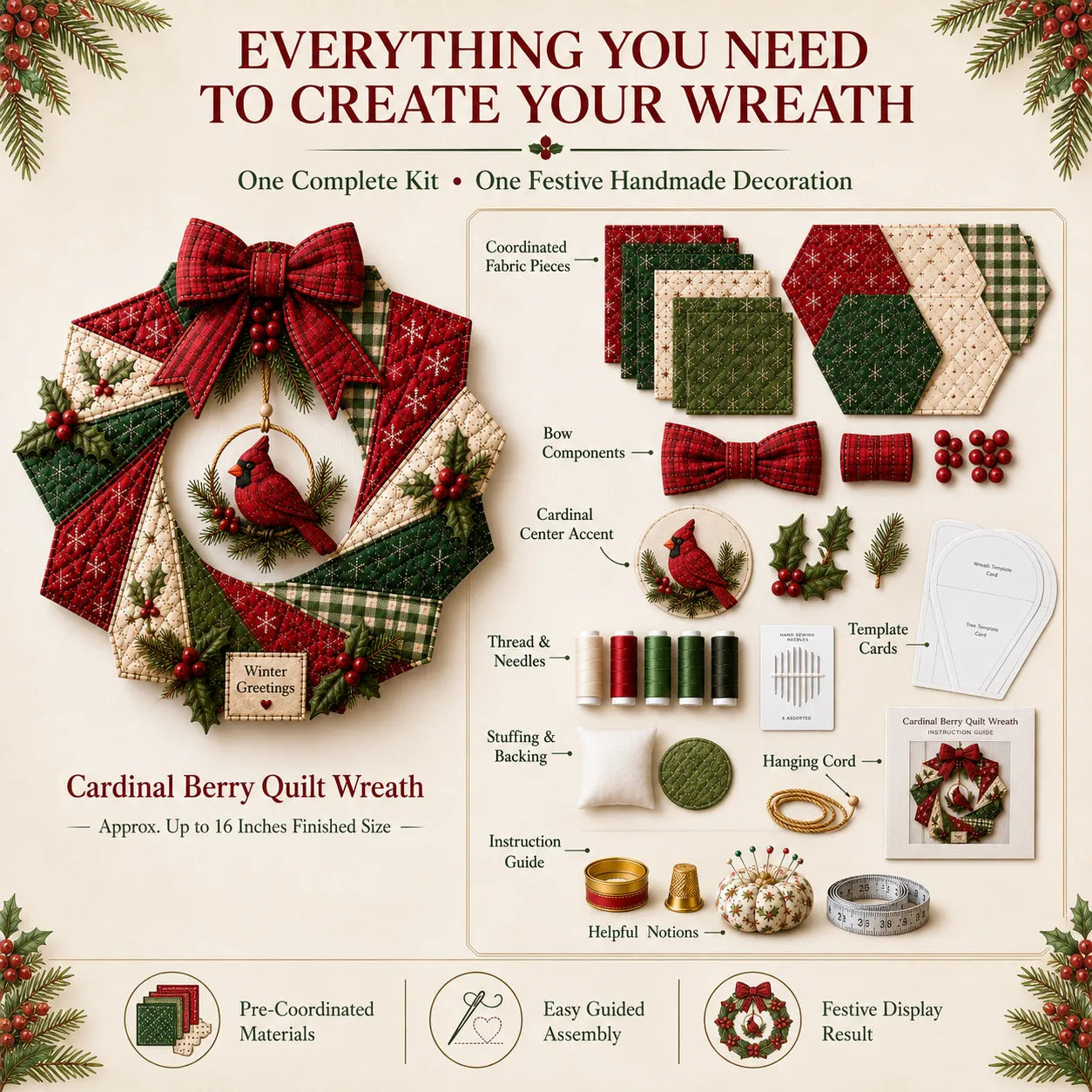 🔥LAST DAY 50% OFF - 🎄Christmas Fabric Wreath DIY Kit 💫