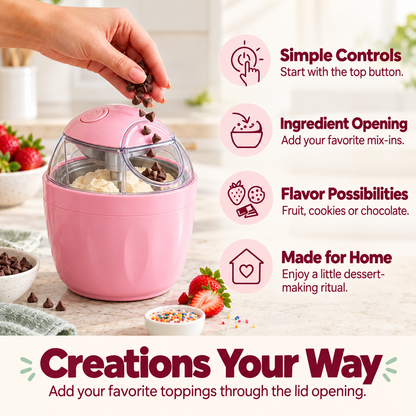 🍨 Portable Pink Mini Ice Cream Maker Cup - DIY Frozen Dessert 🍓