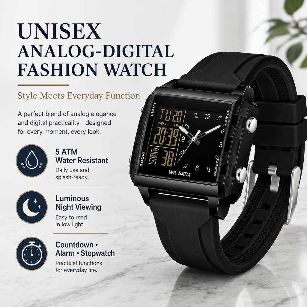 Zavrlygoods™ Analog-Digital Sport Watch – Waterproof, Luminous & Multi-Function