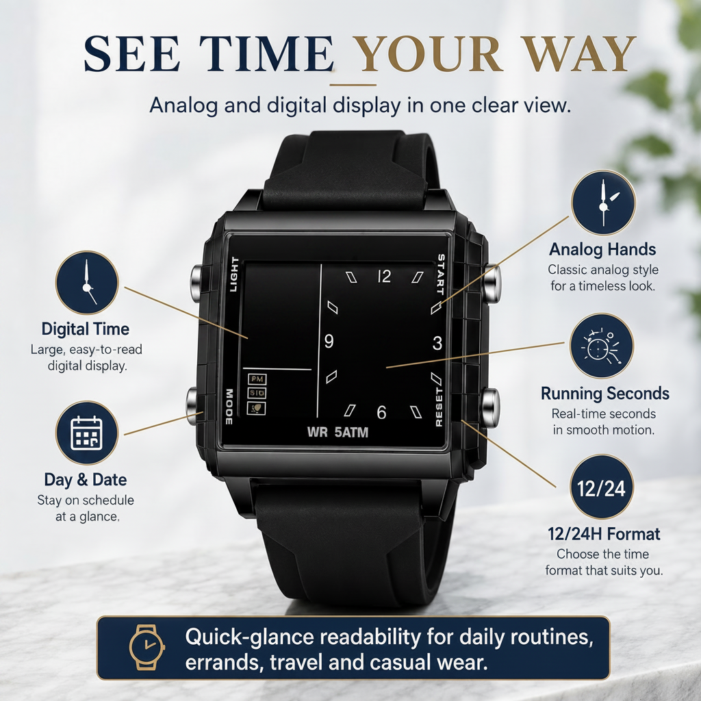 Zavrlygoods™ Analog-Digital Sport Watch – Waterproof, Luminous & Multi-Function