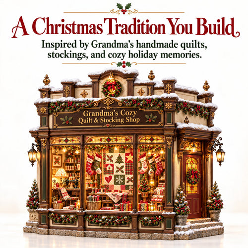 🎄✨ Grandma’s Cozy Quilt Shop– DIY Light-Up Christmas Miniature | Build Your Own Holiday Magic ❤️
