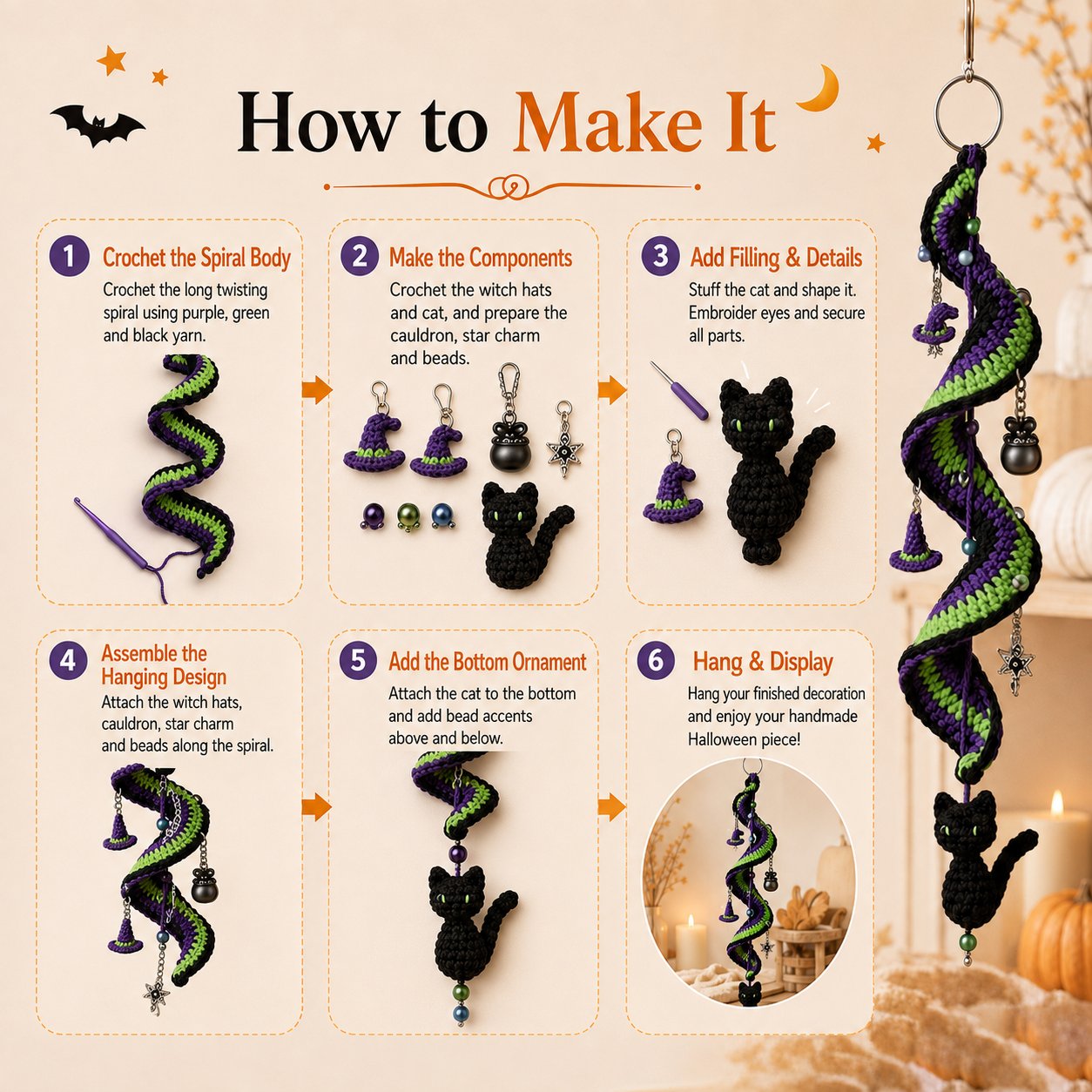 🔥Last Day 50% OFF - 🎃 Enchanted Halloween Crochet Spiral DIY Kit