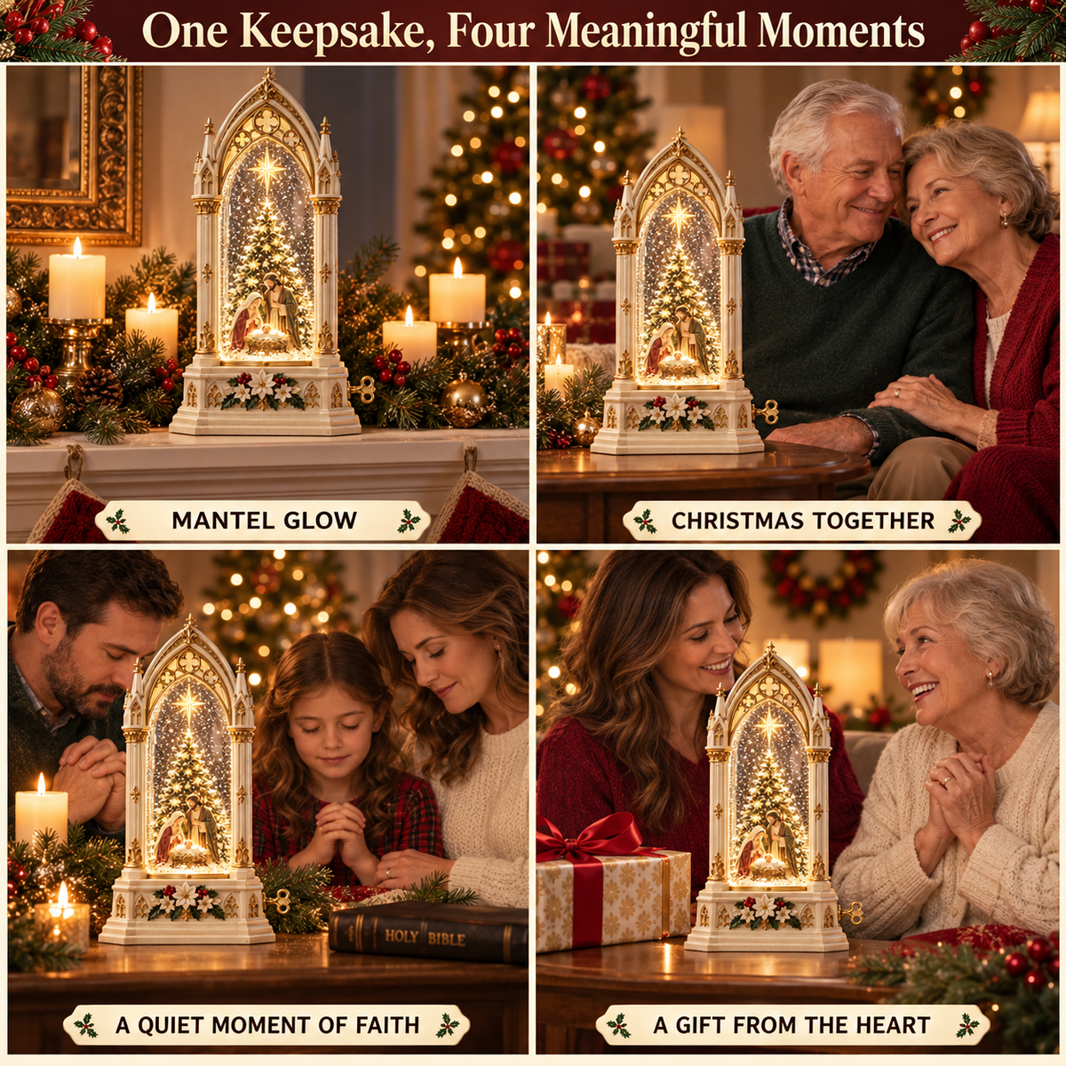 🎄 Christmas Hot Sale ✨ Bethlehem Christmas Chapel™ – Lighted Musical Snowfall Keepsake