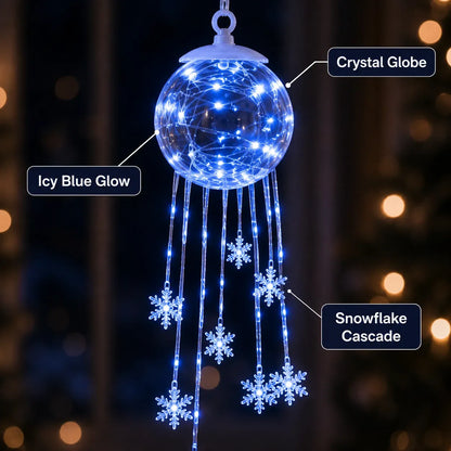⏳ Last Day 49% OFF – ❄️ Icy Glow Hanging Ornament™ | Crystal-Style Globe with Cascading Snowflakes & Dreamy Icy Blue LED Glow for Christmas Trees, Windows & Cozy Winter Décor 💎