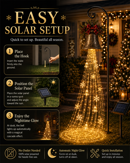 🎄 Christmas Bell Cascade Solar Yard Light✨