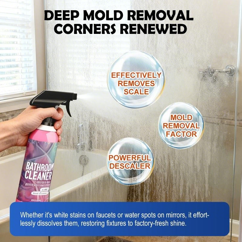 🛁 Bathroom Mold Stain & Grime Cleaner Spray – For Tile, Glass, Grout & More