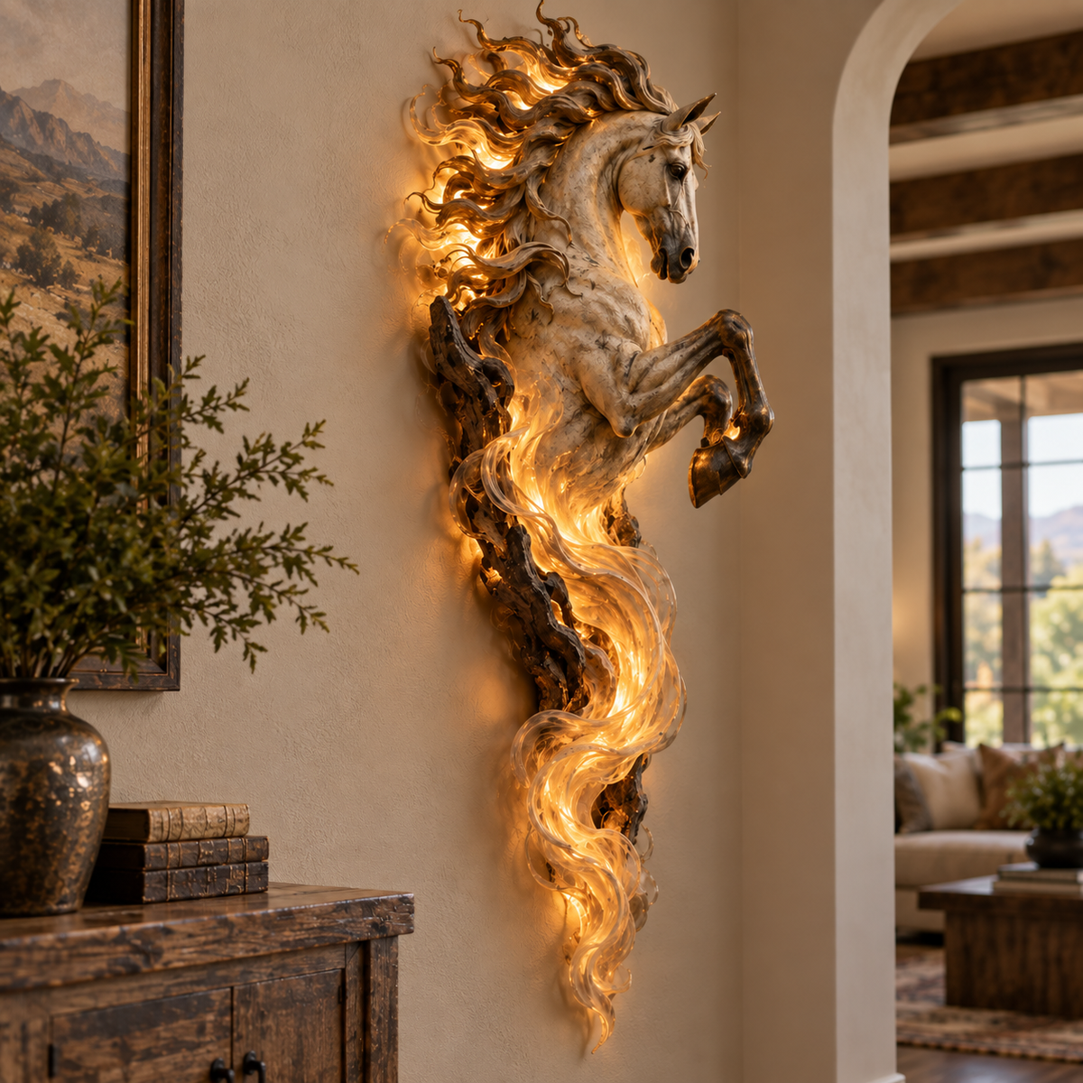 ✨ Celestial Flame™ Unicorn Wall Sculpture – Sculptural Beauty by Day, Warm Magic by Night