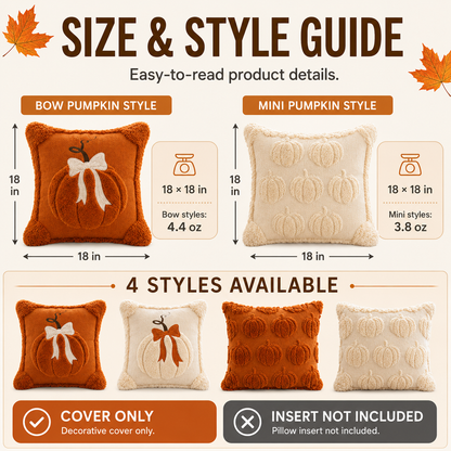 Jacquard Pumpkin Pillow Covers – 18x18 Inch