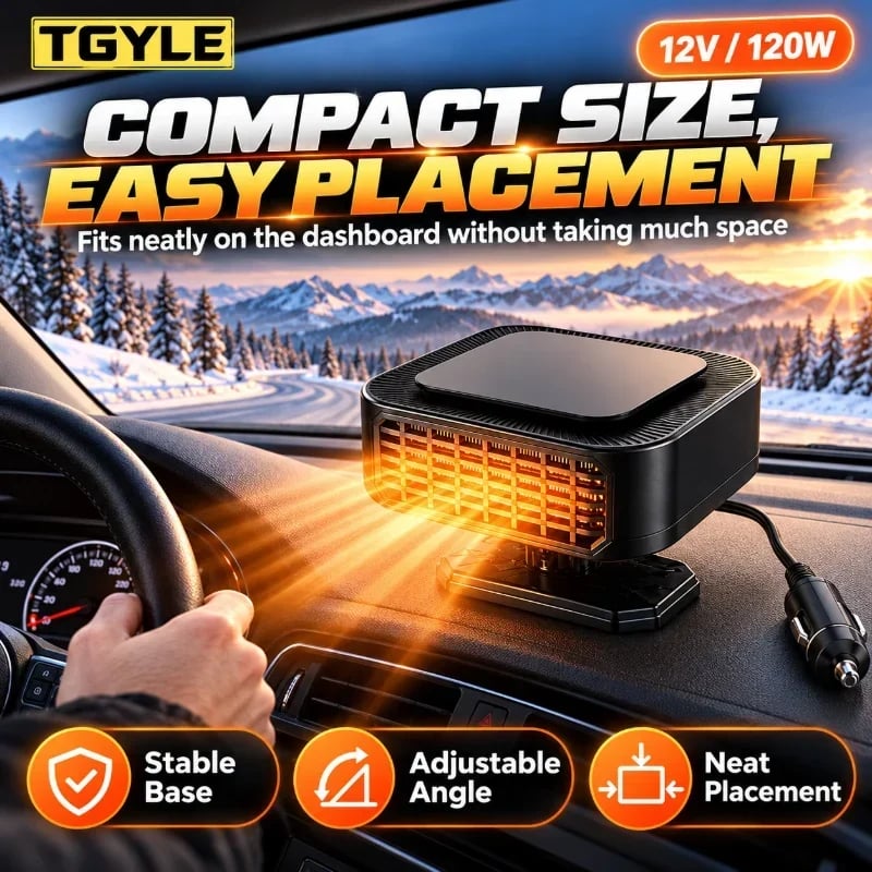 🔥Portable Car Heater Defroster with 360-Degree Rotating Base