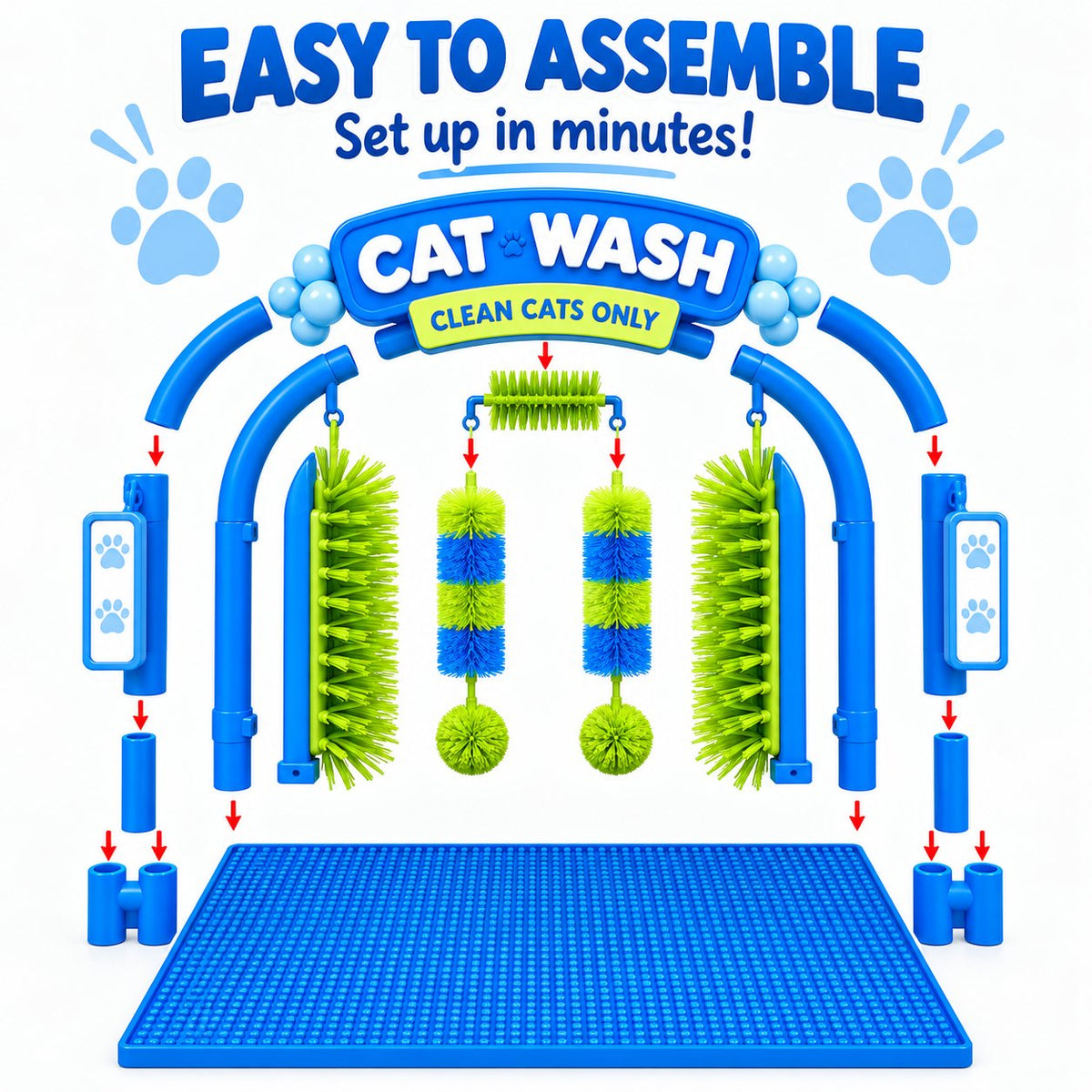 🐱 PurrWash™ Cat Self-Grooming & Play Station