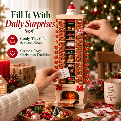 🎅 24 Days of Christmas Magic™ – Santa Fireplace Advent Calendar with Fillable Surprise Compartments