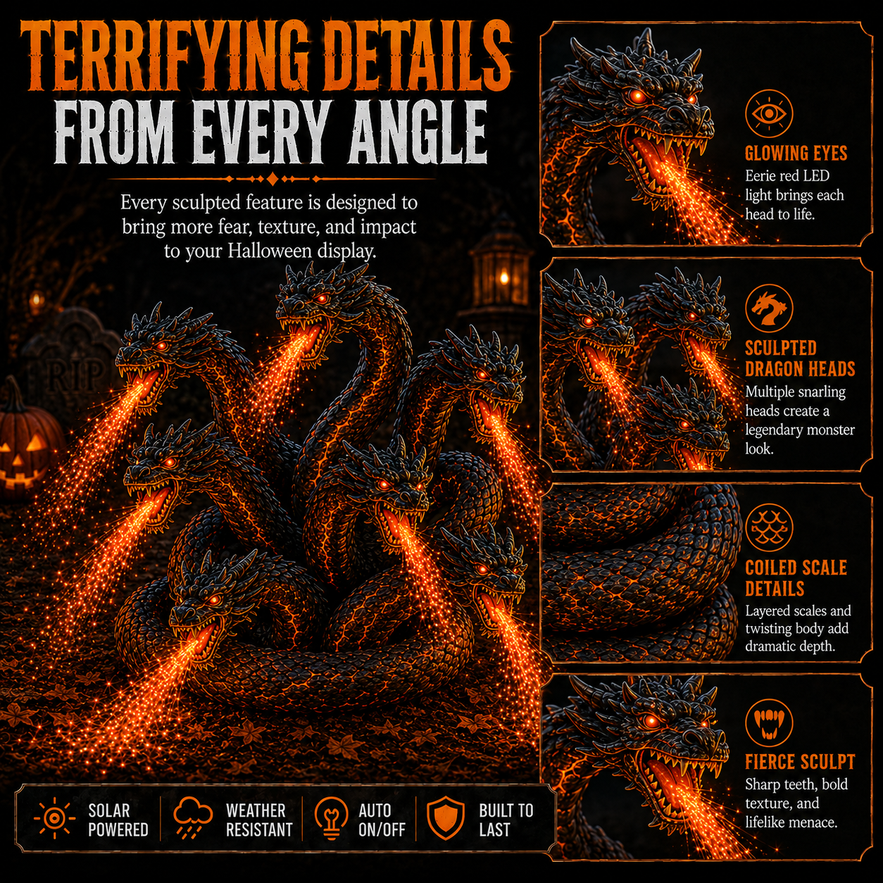 Orochi multi headed dragon sculpted details