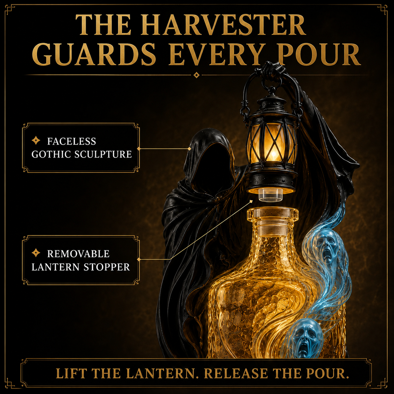 🎃 Halloween Sale 50% OFF – Soul Harvester Whiskey Decanter with Lantern Stopper