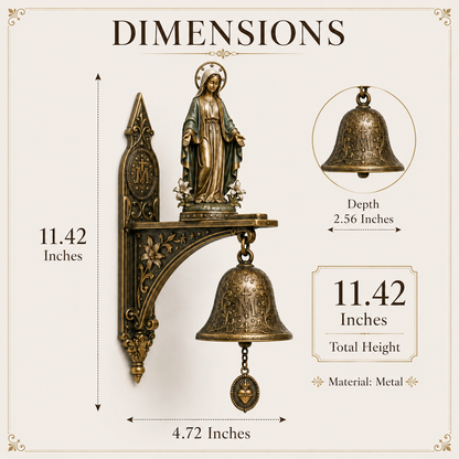✨Our Lady of Grace Bronze Miraculous Medal Wall Bell | 🙏Catholic Religious Home & Garden Decor"