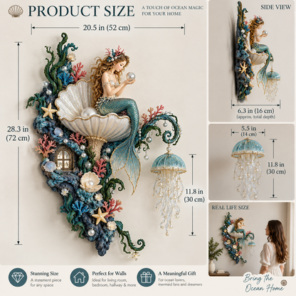 🧜‍♀️🐚Mermaid Pearl Glow Wall Light – Ocean-Inspired Coastal Decor