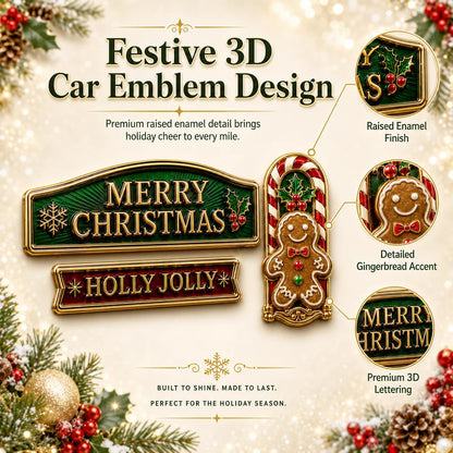 🔥 50K+ SOLD – 🎄 3-Piece Christmas Car Emblem Metal Badge Set | 3D Enamel Holiday Badges with Adhesive Backing for Trucks, SUVs & Festive Gifts 🎅✨