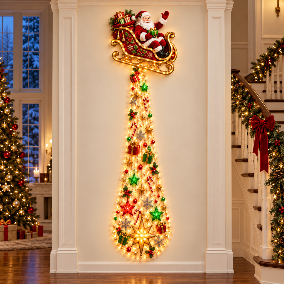 🎄 Christmas Sale – Enchanted Glow Christmas Cascade Wall Light with Remote Control