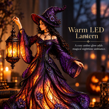 🧙‍♀️ Enchanted Gothic Witch Lantern™ – Lighted Halloween Figurine for Mantel & Home Decor