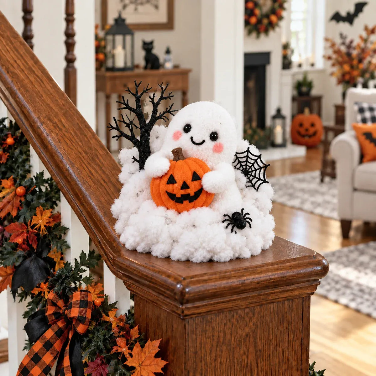👻Glowing Ghost Staircase Decor | 5 Playful Halloween Characters For Railings, Mantels & Entryways 🎃