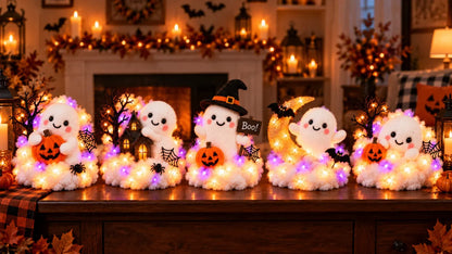👻Glowing Ghost Staircase Decor | 5 Playful Halloween Characters For Railings, Mantels & Entryways 🎃