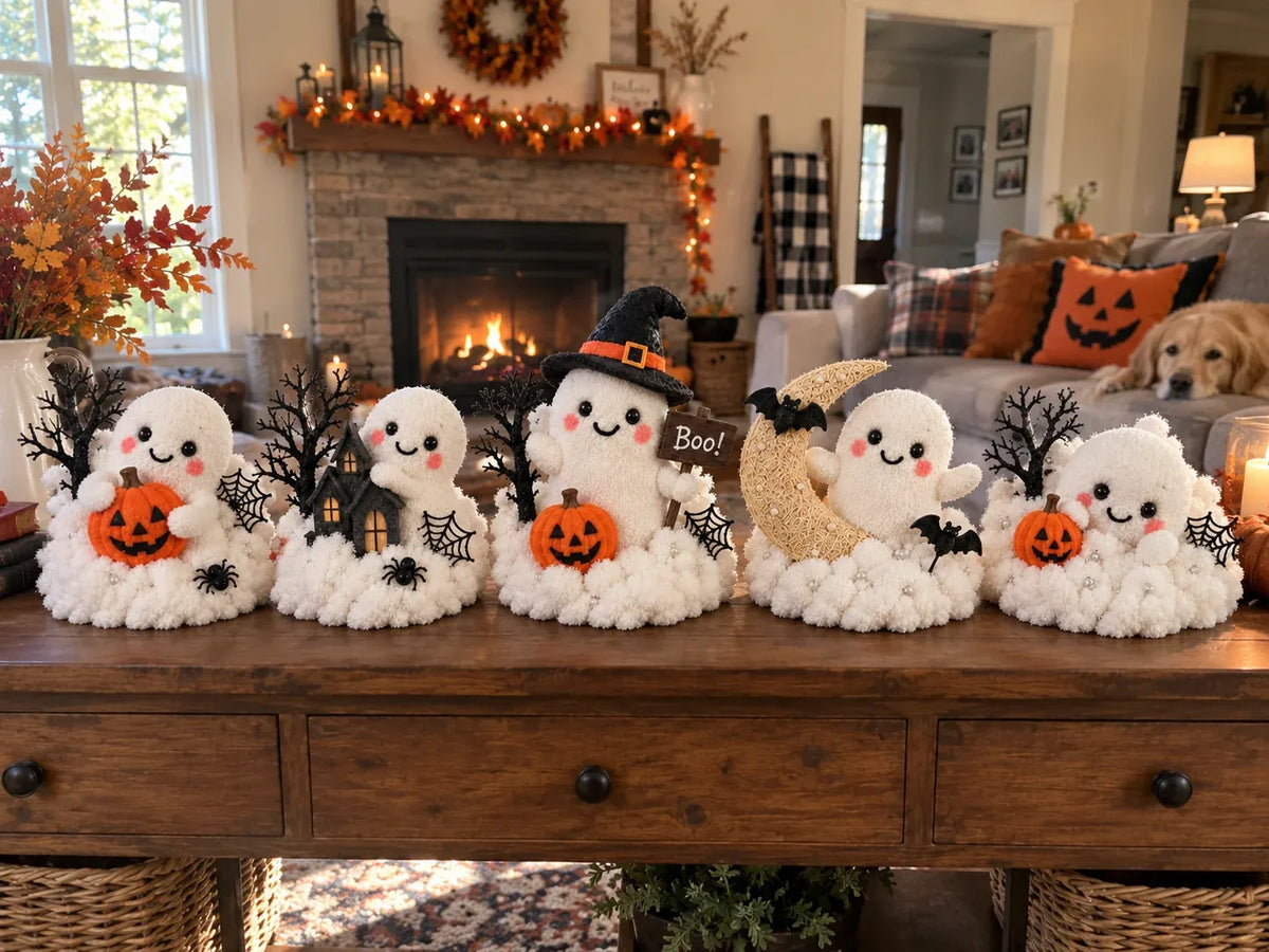 👻Glowing Ghost Staircase Decor | 5 Playful Halloween Characters For Railings, Mantels & Entryways 🎃