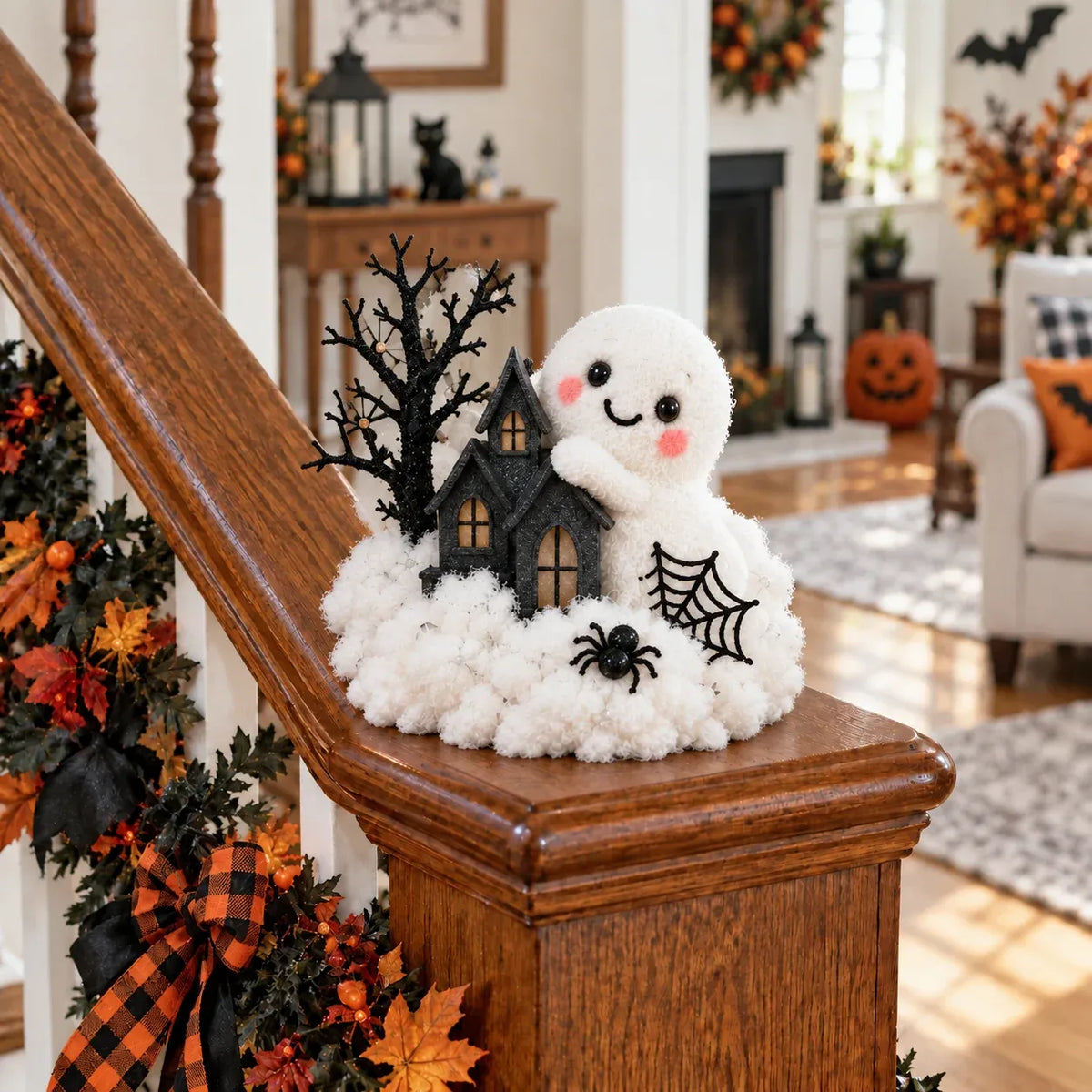 👻Glowing Ghost Staircase Decor | 5 Playful Halloween Characters For Railings, Mantels & Entryways 🎃