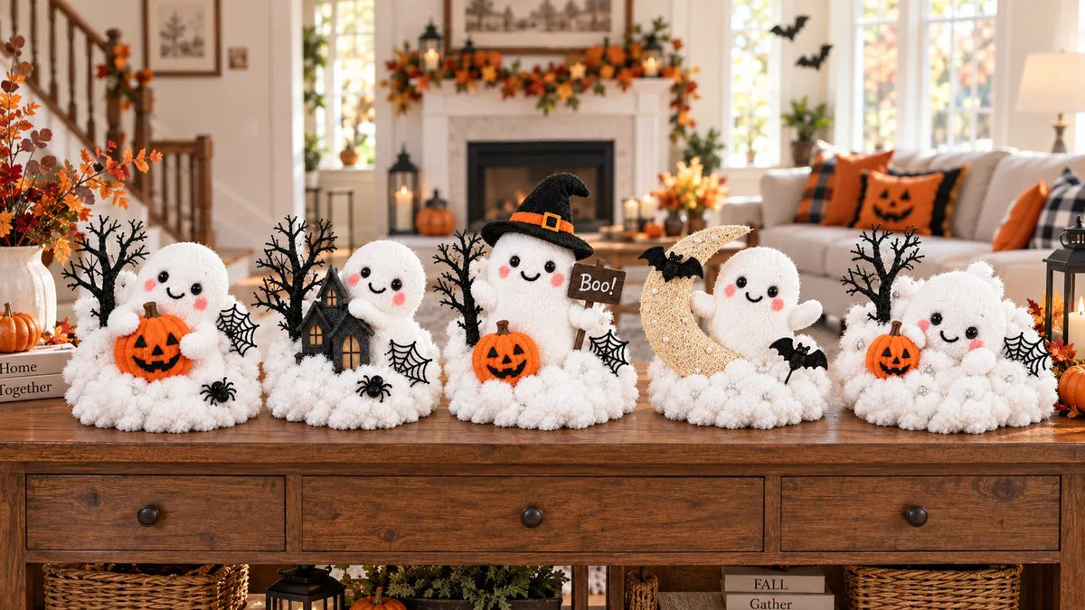 👻Glowing Ghost Staircase Decor | 5 Playful Halloween Characters For Railings, Mantels & Entryways 🎃