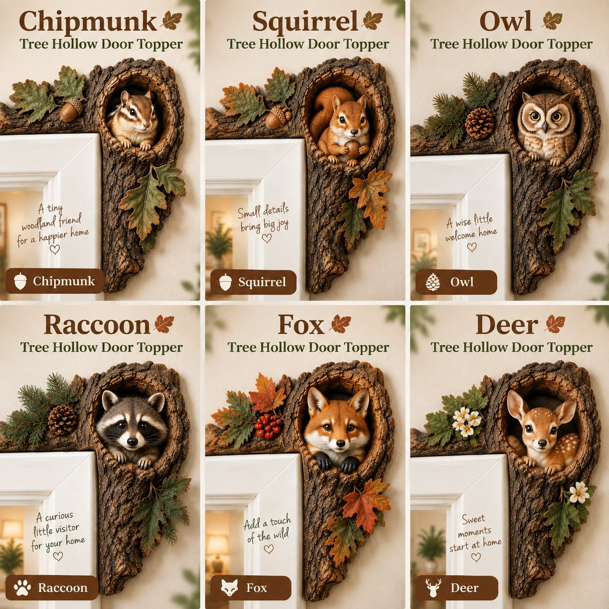 🐿️ 3D Chipmunk Tree Hollow Door Topper | Woodland Animal Doorway Decor For Cozy Nature Homes